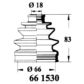 GOMET Drive shaft boot 28054 External. Material: rubber
Diameter 1/ Diameter 2 [mm]: A=18 / C=66, Length [mm]: 83, Material: Elastomer 2.