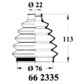 GOMET Drive shaft boot 28175 External. Material: rubber
Diameter 1/ Diameter 2 [mm]: A=22 / C=76, Length [mm]: 113, Material: Elastomer 2.