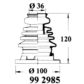 GOMET Drive shaft boot 28594 Internal. Material: rubber
Diameter 1/ Diameter 2 [mm]: A=36 / C=100, Length [mm]: 120, Material: Elastomer, Supplementary Article/Info 2: with flange 2.