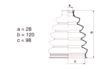 GOMET Drive shaft boot 29072 First. external. Material: Thermoplastic
Diameter 1/ Diameter 2 [mm]: A=28 / C=98, Length [mm]: 120, Material: Thermoplast 2.