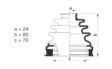 GOMET Drive shaft boot 29234 First. internal. Material: rubber
Diameter 1/ Diameter 2 [mm]: A=24 / C=70, Length [mm]: 85, Material: Elastomer, Joint Type: Tripot Joint 2.