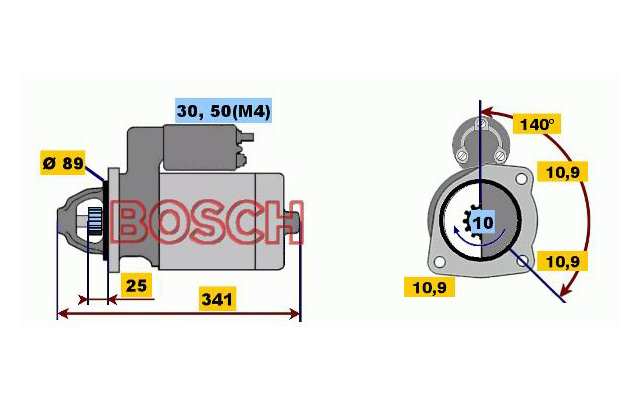 BOSCH Starter 485767 Neu
Spannung [V]: 24, Starterleistung [kW]: 8,4, Anzahl der Befestigungsbohrungen: 3, Anzahl der Gewindebohrungen: 0, Zähnezahl: 11, Klemme: 30, 85, 50, 31, Flansch-O [mm]: 92, Drehrichtung: Drehrichtung im Uhrzeigersinn, Ritzel-Grundposition [mm]: 43, Starterausführung: freiausstoßend, Bohrung-O [mm]: 16,5, Bohrung-O 2 [mm]: 16,5, Bohrung-O 3 [mm]: 16,5, Länge [mm]: 365,6, Lage/Grad: rechts, Befestigungswinkel [Grad]: 58, Winkelmaß Befestigungsbohrung [Grad]: 58 1.