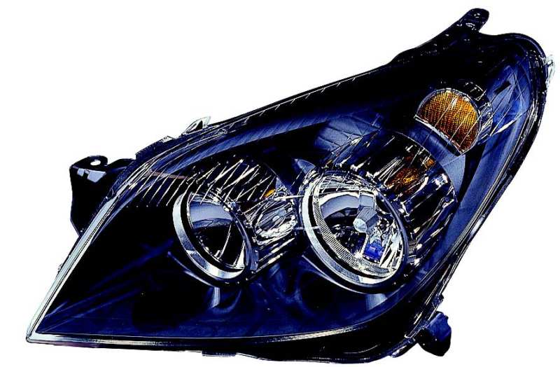 DEPO Headlamp 895638 Fitting Position: Right, Vehicle Equipment: for vehicles with headlight levelling (electric), Frame Colour: Black, Lamp Type: H1, H7, Lens Colour (direction indicator): Yellow, Light Function: with indicator, Supplementary Article/Info 2: with motor for headlamp levelling, Registration Type: ECE-certified, Socket Type bulb: P14.5s, PX26d