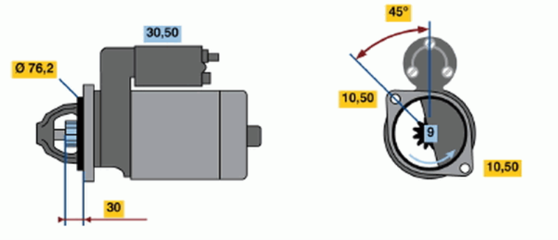 BOSCH Starter 482006 Überholt
Spannung [V]: 12, Starterleistung [kW]: 0,8, Anzahl der Befestigungsbohrungen: 2, Anzahl der Gewindebohrungen: 0, Zähnezahl: 9, Klemme: 50, 30, Flansch-O [mm]: 76, Drehrichtung: Drehrichtung gegen den Uhrzeigersinn, Ritzel-Grundposition [mm]: 28, Starterausführung: eigengelagert, Bohrung-O [mm]: 10,5, Bohrung-O 2 [mm]: 10,5, Länge [mm]: 200, Lage/Grad: links, Befestigungswinkel [Grad]: 35, Winkelmaß Maulöffnung [Grad]: 150, Winkelmaß Befestigungsbohrung [Grad]: 35