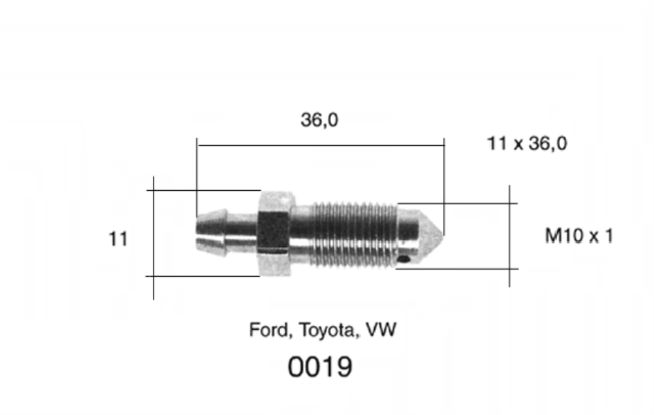 QUICK BRAKE Entlüfterschraube/-ventil 10905768 2 Stk./Packung
Länge [mm]: 36, Gewindemaß: M10x1, Gewindeart: mit Außengewinde, Schlüsselweite: 11