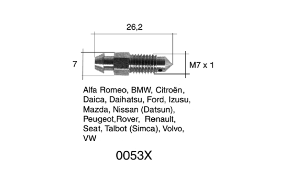 QUICK BRAKE Entlüfterschraube/-ventil 10905773 2 Stk./Packung
Länge [mm]: 26, Gewindemaß: M7x1, Gewindeart: mit Außengewinde, Schlüsselweite: 7