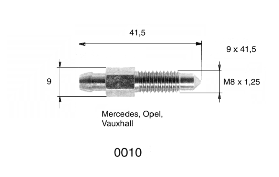 QUICK BRAKE Entlüfterschraube/-ventil 10905778 2 Stk./Packung
Länge [mm]: 42, Gewindemaß: M8x1,25, Gewindeart: mit Außengewinde, Schlüsselweite: 9