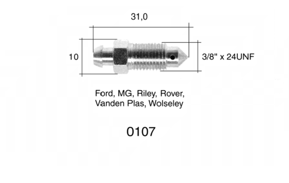 QUICK BRAKE Entlüfterschraube/-ventil 10905787 2 Stk./Packung
Länge [mm]: 31, Gewindemaß: 3/8"x24UNF, Gewindeart: mit Außengewinde, Schlüsselweite: 10