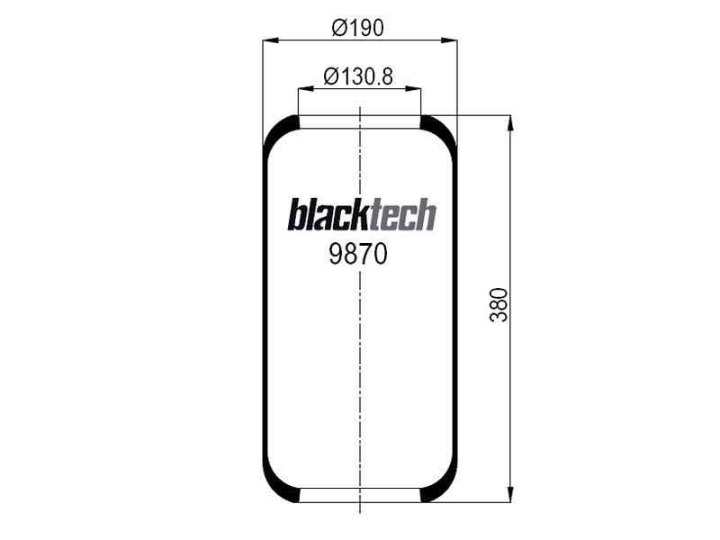 BLACKTECH Gummielement Luftfeder 10898522 Höhe [mm]: 450, Außendurchmesser [mm]: 230, Innendurchmesser 1 [mm]: 131, Gewicht[kg]: 1,77, Organisationsnummer: AIT