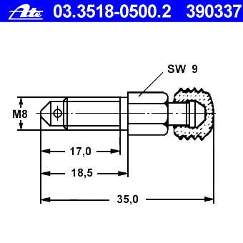 ATE Entlüfterschraube/-ventil 10906482 5 Stk je Packung
Gewindemaß: M8, Länge [mm]: 18,5, Länge über Alles [mm]: 35,0, Schlüsselweite 1 [mm]: 9