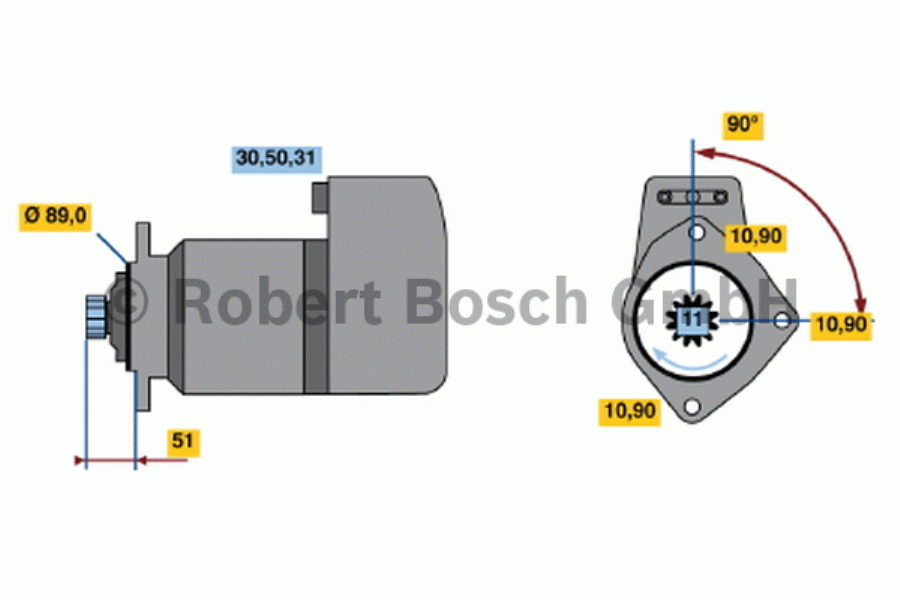 BOSCH Starter 10163578 Neu
Spannung [V]: 24, Starterleistung [kW]: 6,6, Anzahl der Befestigungsbohrungen: 3, Anzahl der Gewindebohrungen: 0, Zähnezahl: 11, Klemme: 30, 50, 31(isol.), Flansch-O [mm]: 89, Drehrichtung: Drehrichtung im Uhrzeigersinn, Ritzel-Grundposition [mm]: 47,5, Starterausführung: freiausstoßend, Bohrung-O [mm]: 10,5, Bohrung-O 2 [mm]: 10,5, Bohrung-O 3 [mm]: 10,5, Länge [mm]: 395, Lage/Grad: rechts, Befestigungswinkel [Grad]: 90, Winkelmaß Befestigungsbohrung [Grad]: 90 1.