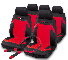 BOTTARI Seat cover 994131 Indy, with steering wheel protector, belt pad, black/red, set 1.