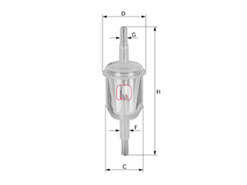 SOFIMA Kraftstofffilter (universal) 10557482 Höhe [mm]: 108, Außendurchmesser [mm]: 30, Außendurchmesser 1 [mm]: 36, Auslass-O [mm]: 6,5, Einlass-O [mm]: 8,4, Filterausführung: Filtereinsatz