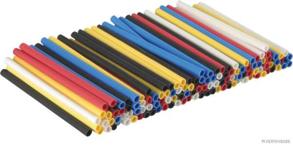 ELPARTS Shrinking tube 10925454 Diameter 1 [mm]: 1,2, Diameter 2 [mm]: 0,6, Length [mm]: 40, Temperature range from [°C]: -55, Temperature range to [°C]: +125, Colour: Black, White, Yellow, Red, Blue, Shrinkage Rate: 2:1