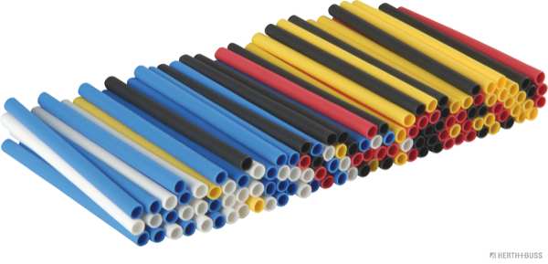 ELPARTS Shrinking tube 10925455 Diameter 1 [mm]: 1,6, Diameter 2 [mm]: 0,8, Length [mm]: 40, Temperature range from [°C]: -55, Temperature range to [°C]: +125, Colour: Red, Black, White, Blue, Yellow, Shrinkage Rate: 2:1