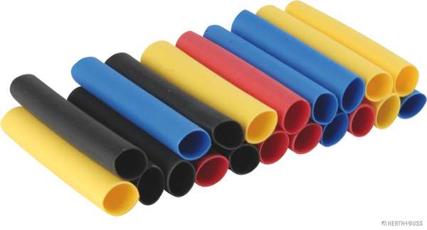 ELPARTS Shrinking tube 10925459 20 pcs/pack
Diameter 1 [mm]: 6,4, Diameter 2 [mm]: 3,2, Length [mm]: 40, Temperature range from [°C]: -55, Temperature range to [°C]: +125, Colour: Black, Red, Yellow, Blue, Shrinkage Rate: 2:1