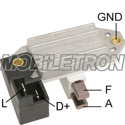 MOBILETRON Alternator Regulator 10821058 Voltage: 14, Electr. Regulator, Rated Voltage: 14
Voltage [V]: 12, Manufacturer Restriction: Marelli, Operating voltage [V]: 14, Version: A-Circuit, Charging Voltage [V]: 14,7