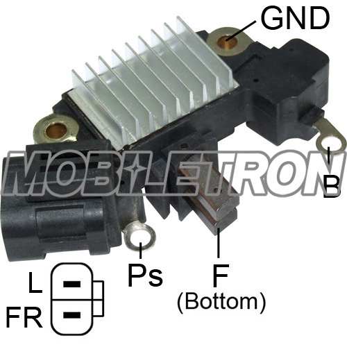 MOBILETRON Generator Regulator 10821163 Spannung [V]: 12, Herstellereinschränkung: Hitachi, Steckerausführung-ID: L-CPU, Betriebsspannung [V]: 14, Version: A-Circuit, Inactive Lamp, Ladespannung [V]: 14,3, Kurzschlussschutz: ja