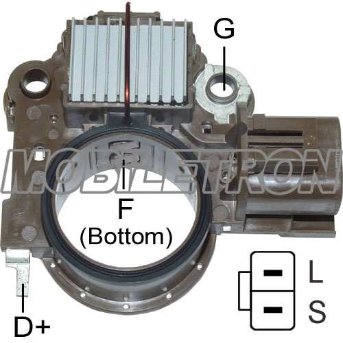 MOBILETRON Generator Regulator 10821320 Spannung [V]: 12, Herstellereinschränkung: Mitsubishi, Steckerausführung-ID: L-Sense, Betriebsspannung [V]: 14, Version: A-Circuit, Inactive Lamp, Ladespannung [V]: 14,5