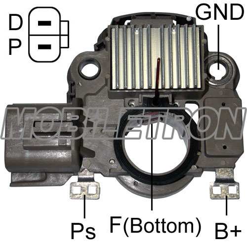 MOBILETRON Generator Regulator 10821424 Spannung [V]: 12, Herstellereinschränkung: Mitsubishi, Steckerausführung-ID: Tach-D, Betriebsspannung [V]: 14, Version: A-Circuit, Field Control Unit, Inactive Lamp