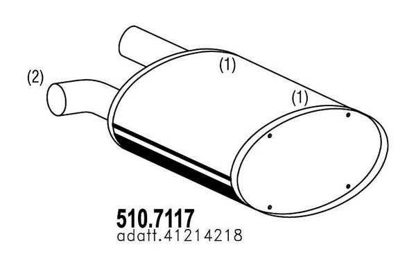 ASSO Auspufftopf 166059 Mitte/Rücken
Abgasanlage: für Endschalldämpfer