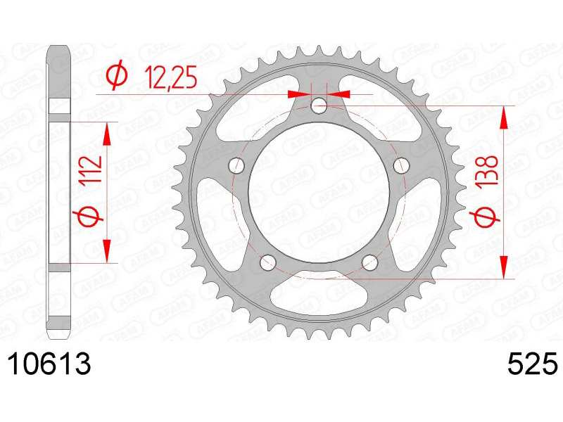 AFAM Kettenrad 10504419 Heck für Kette 525, Stahl, Zahnnummer: 42
Zähnezahl: 42, Material: Stahl, Oberfläche: verzinkt