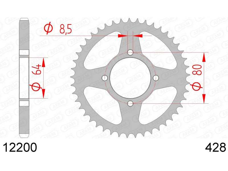 AFAM Kettenrad 10504858 Hinten für 428 Kette, Stahl, Zahnnummer: 45
Zähnezahl: 45, Material: Stahl, Oberfläche: verzinkt