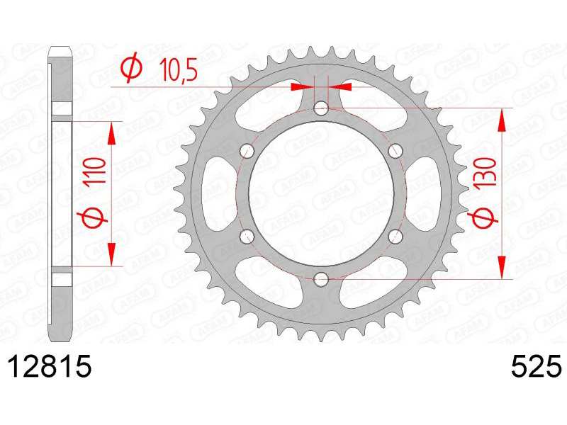 AFAM Kettenrad 10500767 Hinten für 525 Kette, Stahl, Zahnnummer: 45
Zähnezahl: 45, Material: Stahl, Oberfläche: verzinkt