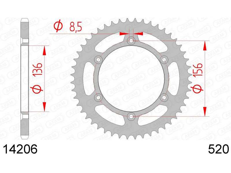 AFAM Kettenrad 10501092 Hinten für 520 Kette, Stahl, Zahnnummer: 48
Zähnezahl: 48, Material: Stahl, Oberfläche: verzinkt