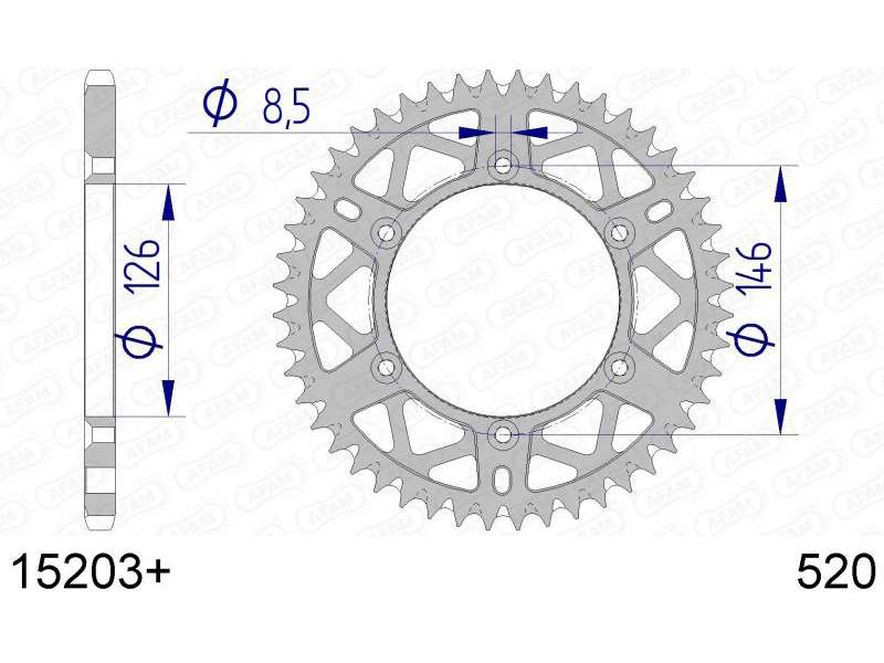 AFAM Sprocket 10501227 Rear for 520 chain, aluminum, tooth number: 50
Number of Teeth: 50, Material: Aluminium, Surface: Hard Anodized