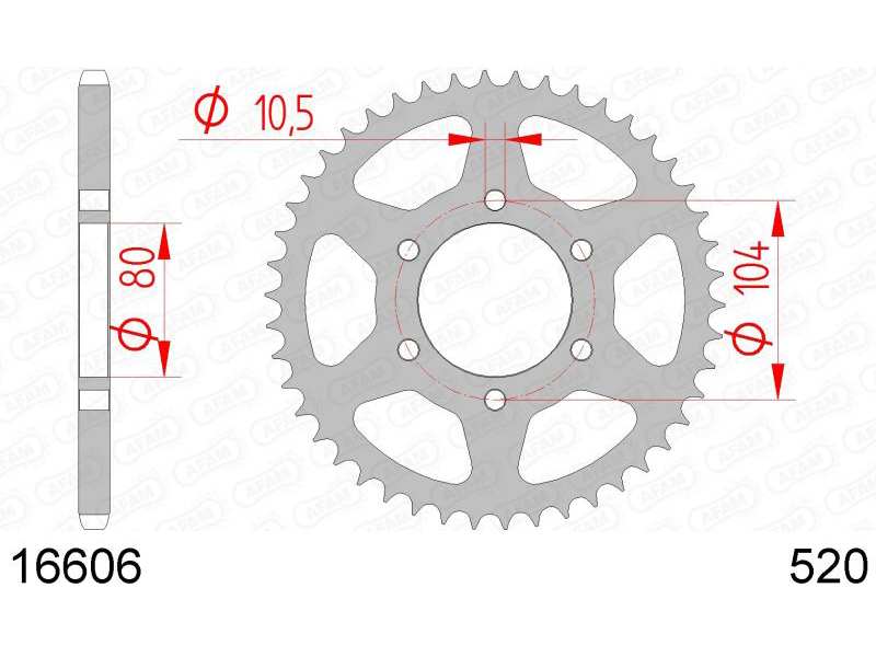 AFAM Kettenrad 10504995 Hinten für 520 Kette, Stahl, Zahnnummer: 46
Zähnezahl: 46, Material: Stahl, Oberfläche: beschichtet