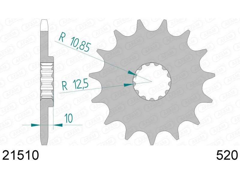 AFAM Kettenrad 10505622 Zuerst für Chain 520, Zahnnummer: 15
Zähnezahl: 15, Material: Stahl