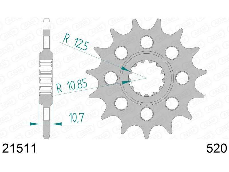 AFAM Kettenrad 10505624 Zuerst für Chain 520, Zahnnummer: 15