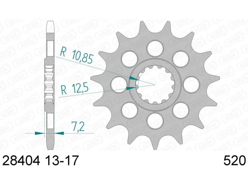 AFAM Kettenrad 10502520 Zuerst für Chain 520, Zahnnummer: 15
Zähnezahl: 15, Material: Stahl