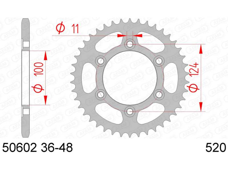 AFAM Kettenrad 10502988 Hinten für 520 Kette, Stahl, Zahnnummer: 45
Zähnezahl: 45, Material: Stahl, Oberfläche: verzinkt