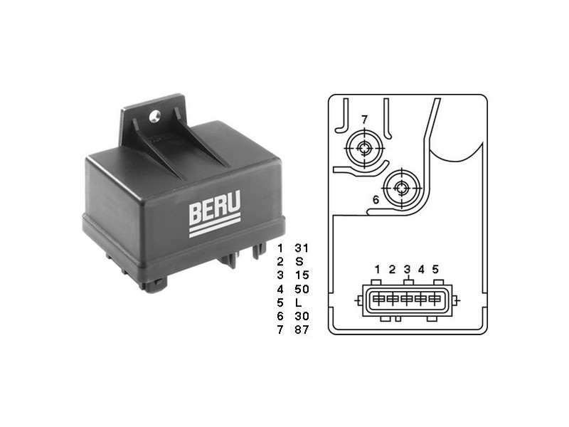 BERU Glow plug controller 788273 Number of Cylinders: 4, Specification: (( 4,6 Sec., )) 180 Sec. 
Number of Cylinders: 4, Voltage [V]: 12, Glow Plug Design: after-glow capable, Pre-glow time [sec.]: 5, Post-glow time [sec.]: 180