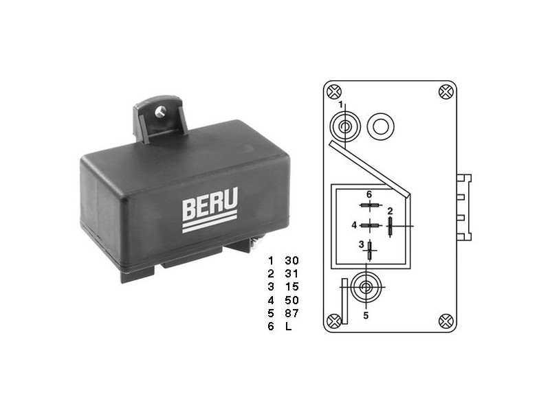 BERU Glow plug controller 788278 Number of Cylinders: 4, 5, Specification: (( 8,1 Sec., )) 0 Sec. 
Number of Cylinders: 4, 5, Voltage [V]: 12, Pre-glow time [sec.]: 8