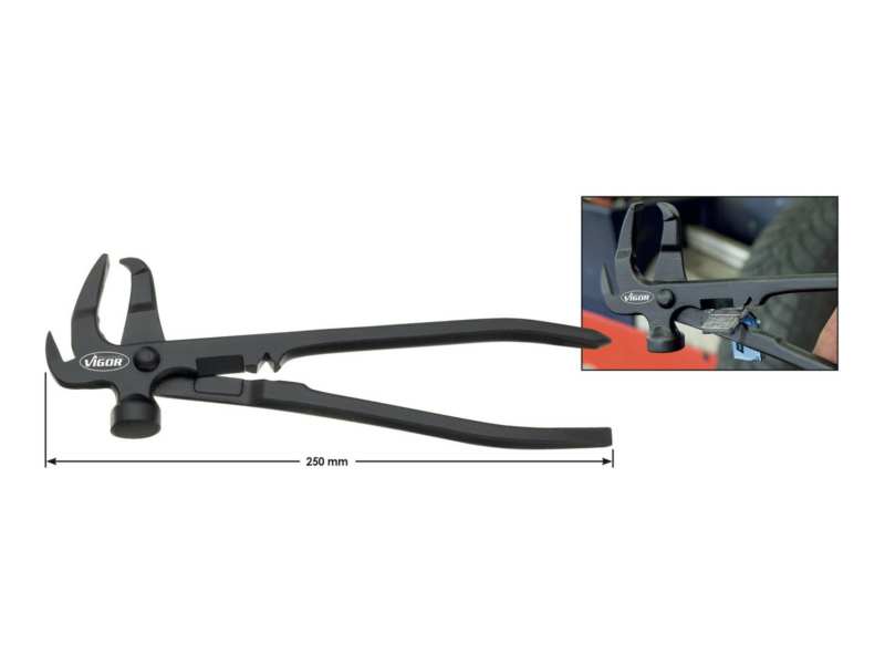 VIGOR Montagezange für Radgewichte 10865104 Mittelgewichtszange, 250 mm