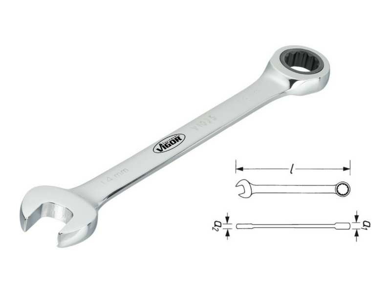 VIGOR Stern-Gabelschlüssel mit Ratschen 10865402 Lapta: 10 mm, 74 Kleiderbügel