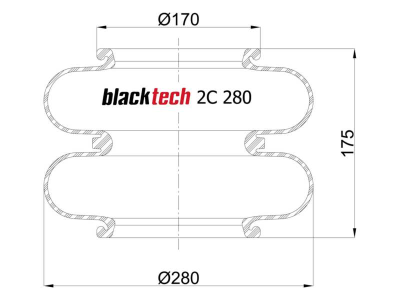 BLACKTECH Luftfeder (mit Ring) 10898586 Organisationsnummer: TK, Außendurchmesser [mm]: 300, Gewicht[kg]: 4,75