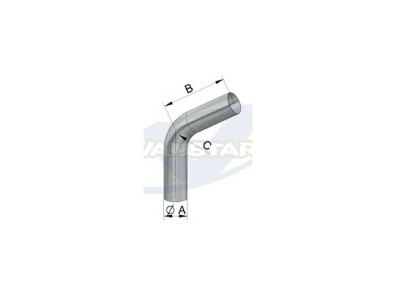 VANSTAR Exhaust elbow pipe 10364985 Outer diameter [mm]: 65, Pipe Bend [°]: 60, Thickness [mm]: 1,5, Height [mm]: 65, Width [mm]: 150, Length [mm]: 385, Net weight [kg]: 0,888 
Outer Diameter [mm]: 65, Pipe Bend [°]: 60, Thickness [mm]: 1,5, Height [mm]: 65, Width [mm]: 150, Length [mm]: 385