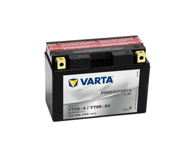 VARTA Batterie 129656 12V. 9AH. links+. (Schwerlast). HKB: YT9B-BS. Packt neben dem Elektrolyten! Aufmerksamkeit! Gemäß der Regulierung 2019/1148 kann die Europäische Union das Produkt nur als Fahrzeugreparaturwerkstatt im Rahmen der Regulierung (EU) 2019/1148 kaufen.
Spannung [V]: 12, Batterie-Kapazität [Ah]: 8, Kälteprüfstrom EN [A]: 115, Polanordnung: 1, Endpolart: Y11, Bodenleistenausführung: B00, Länge [mm]: 149, Breite [mm]: 70, Höhe [mm]: 105, Batterie: AGM-Batterie Technische Information: Einbauwinkel bis 45 1.