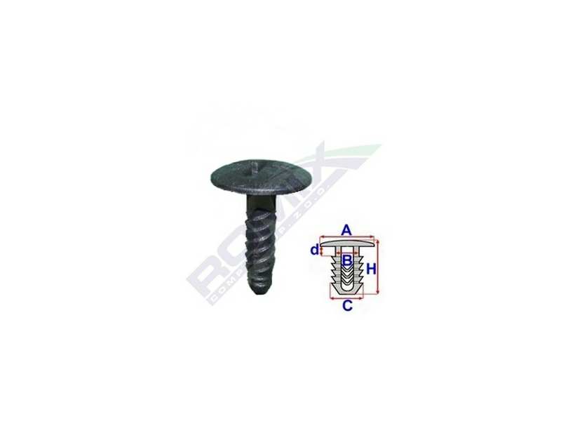 ROMIX Body part screw 10944885 VW, for a grille, 10 pcs/package