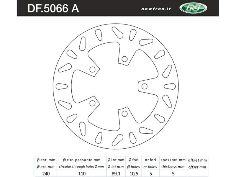 NEWFREN Bremsscheibe für Motorräder 10493498 Festgelegt, Edelstahl festgelegt