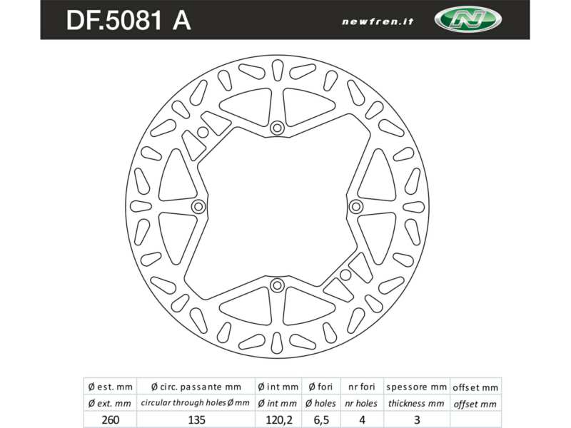 NEWFREN Bremsscheibe für Motorräder 10493514 Festgelegt, Edelstahl festgelegt