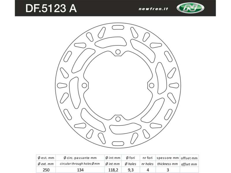 NEWFREN Bremsscheibe für Motorräder 10493560 Festgelegt, Edelstahl festgelegt