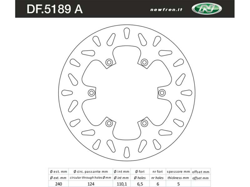 NEWFREN Bremsscheibe für Motorräder 10493641 Festgelegt, Edelstahl festgelegt