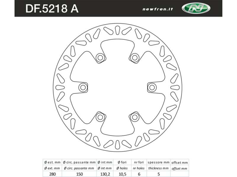 NEWFREN Bremsscheibe für Motorräder 10493671 Festgelegt, Edelstahl festgelegt