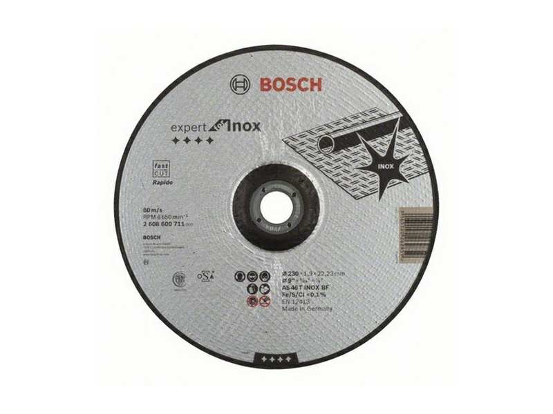 BOSCH Schneidscheibe 484697 Bent, Experte für Inox (Rapido), als 46 T Inox BF, 230 mm, 22,23 mm, 1,9 mm, 25 PCs/Pack