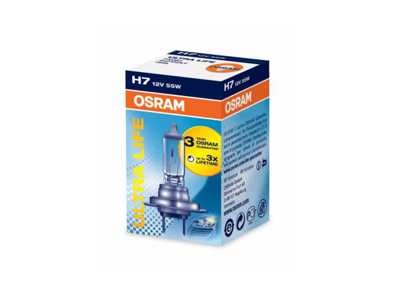 OSRAM Bulb 21886/1 Lamp Type: H7, Voltage [V]: 12, Rated Power [W]: 55, Socket Type: PX26d 
Lamp Type: H7, Voltage [V]: 12, Rated Power [W]: 55, Socket Type bulb: PX26d, Packing Type: Box
Cannot be taken back for quality assurance reasons! 1.